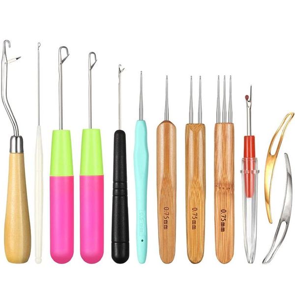 

dreadlocks tool set,3pcs crochet,hook crochet needle,hair locking tool,bent latch hook set for braid craft hair bun maker, Brown