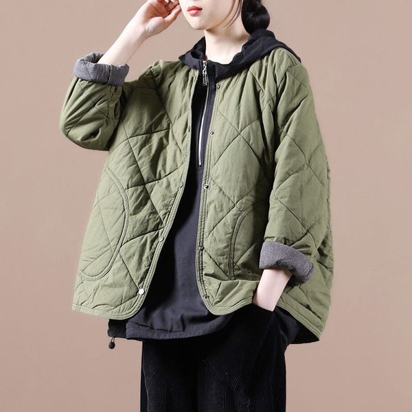 

tracksuits autumn and winter clothes korean female loose big losange size covered dutton quilted short cotton fine coat y372 v694, Gray