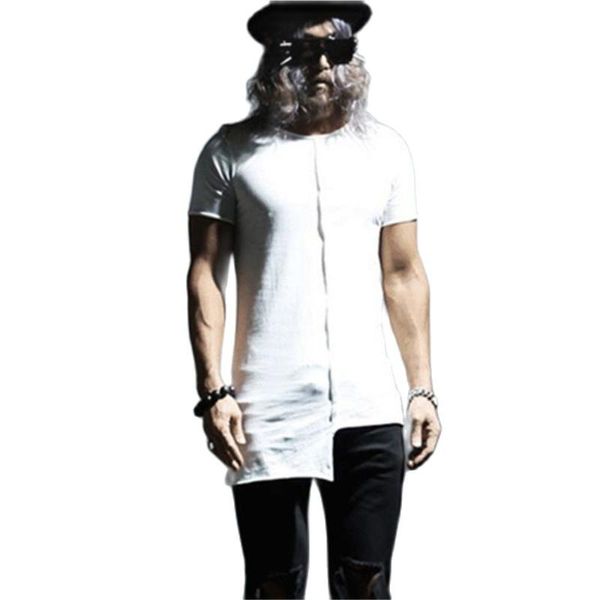 

men summer punk rock hip hop tshirt asymmetric design slim fit tee shirts nightclub dj singer stage costume gothic streetwear men's t-s, White;black