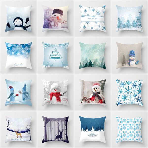 

nordic christmas pillowcase snowman polyester printed square home living room sofa pillow cover cushion cushion/decorative