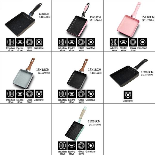 

pans nonstick retangular omelette pan tamagoyaki egg for stoveand induction drop