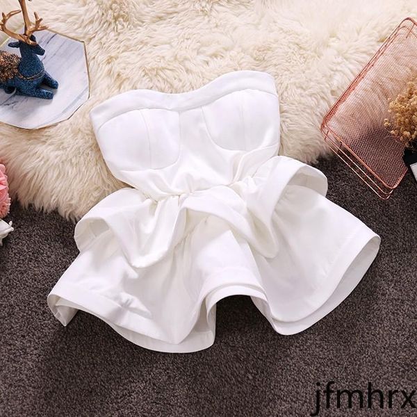 

women's blouses & shirts jfmhrx elegant women off shoulder ruffle sleeveless tunic crop summer white black party blusas clothes