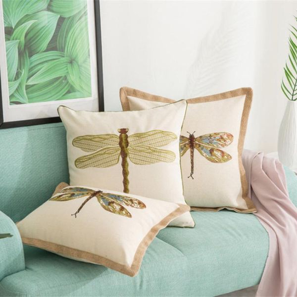 

cushion cover embroidery dragonfly housse de coussin cojines decorativos pillow pillowcase salon almofadas cushion/decorative