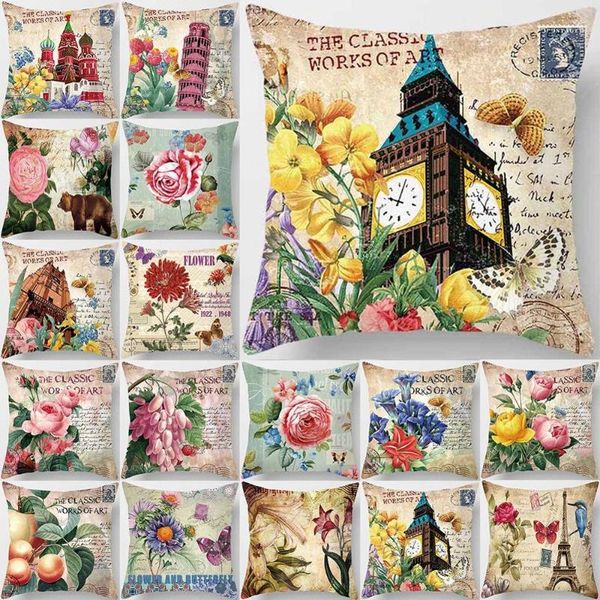 

pillow case 45*45 cm vintage sunflower garden outdoor seat sofa car living room soft cushion cover elegant home decoration gifts