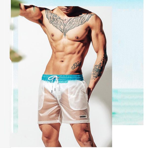 

men's swimwear est color matching men summer swimsuit short transparent bathing suit beach wear pants fashion sport homme swim