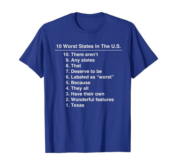 

Texas Is The Worst State Ever Funny T-Shirt, Mainly pictures