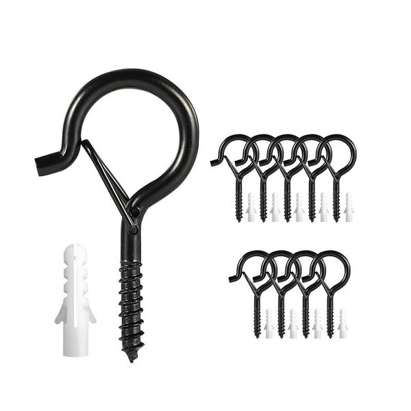

hooks & rails 20pcs hanging q shaped iron with expansion screws wall q-hanger ceiling hook for fairy lights windbell living room balcony