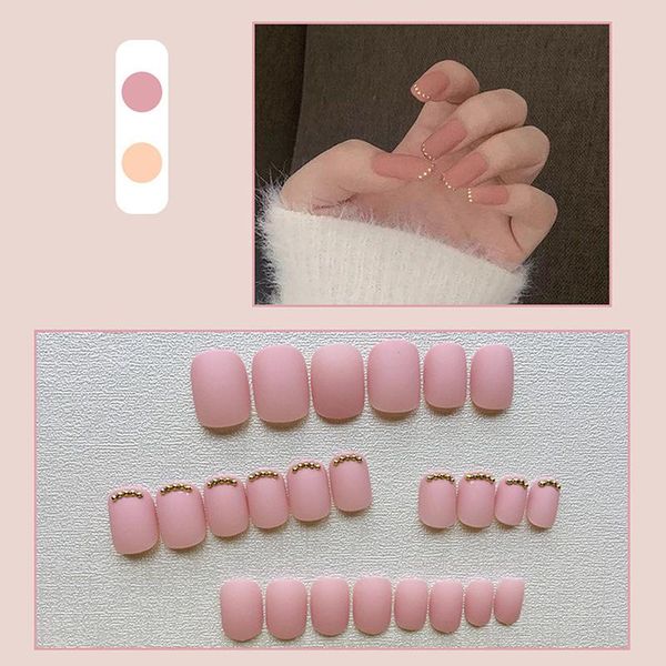 

pieces false nail full cover fake elegant pure color nails manicure decor, Red;gold