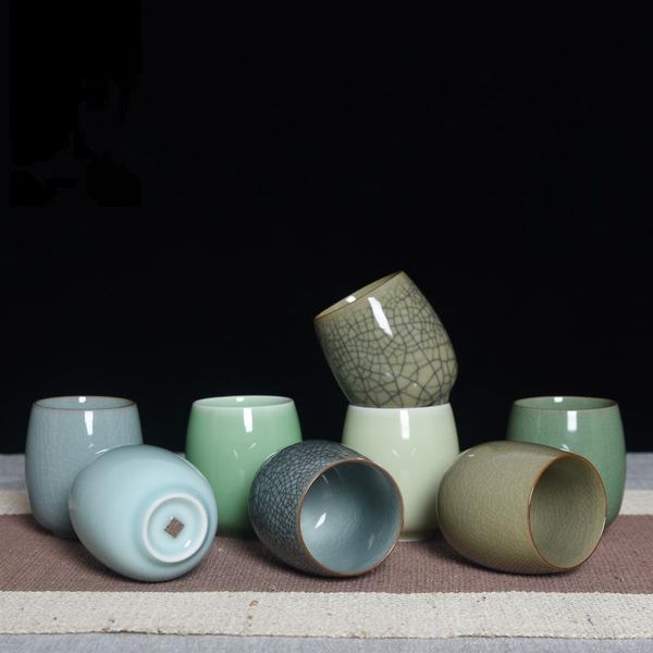 

cups & saucers 240ml marked cup longquan celadon porcelain tea brother kiln geyao crackle glaze ceramic kungfu for
