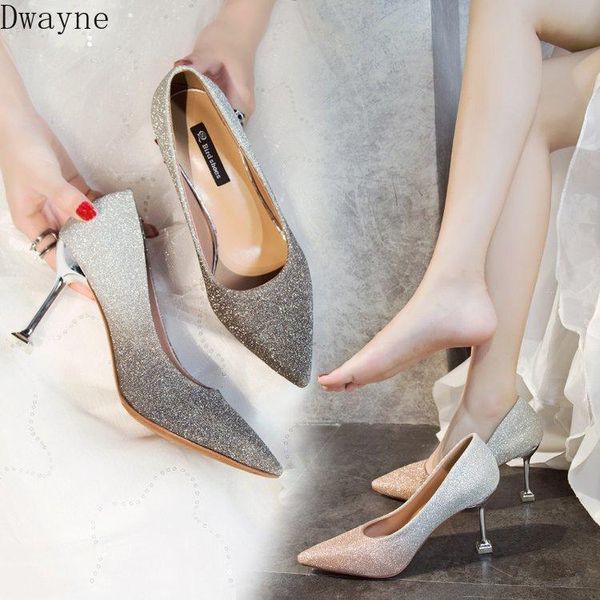 

dress shoes wedding 2021 fall pointed sequin bridesmaid single crystal bride stiletto heels temperament elegant womens, Black