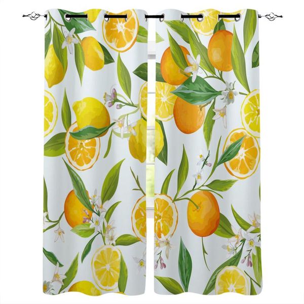 

lemon flower leaf fruit windows curtains for living room bedroom decorative kitchen drapes treatments curtain &