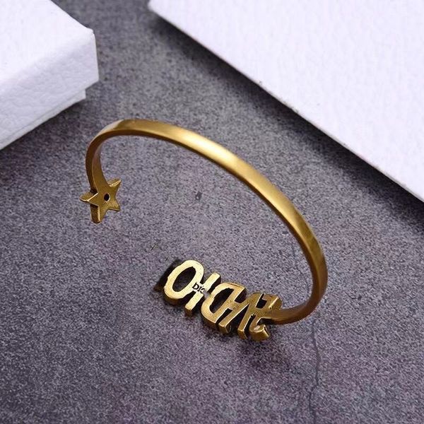 

design jewelry home new letter bracelet brass style fashion 1 temperament open bracelet jewelry, Golden;silver