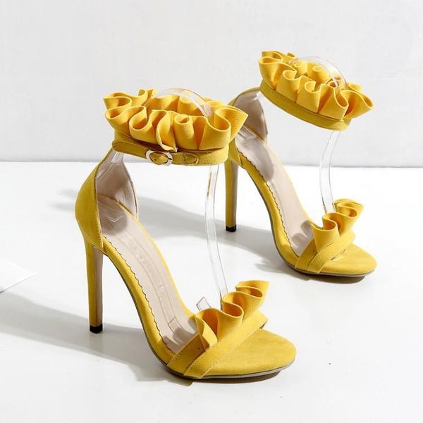 

summer sandals yellow shoes orange pink women's thin high heels for lady, Black