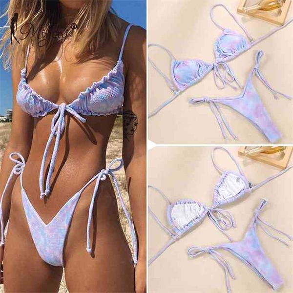 

miyouj halter bikinis micro thong swimsuit new 2 piece swimwear high cut bikini set print bandage beachwear, White;black