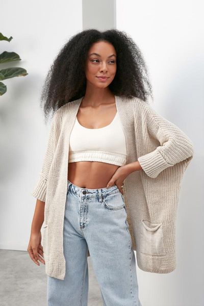 

women's knits & tees trendyol three quarter sleeve knitwear cardigan twoaw22hi1363, White
