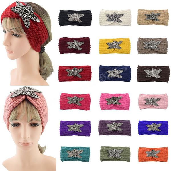 Fasce lavorate a maglia Donna Inverno Caldo Crochet Head Wrap Ampia fascia elastica per capelli con accessori Fasce per capelli Per donna