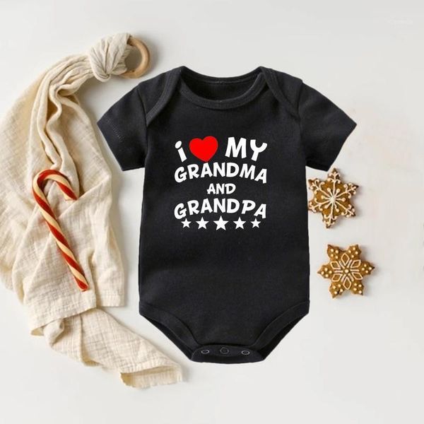 

rompers i love my grandma and grandpa baby bodysuits summer short sleeve toddler jumpsuit boys girls born clothes outfits, Blue