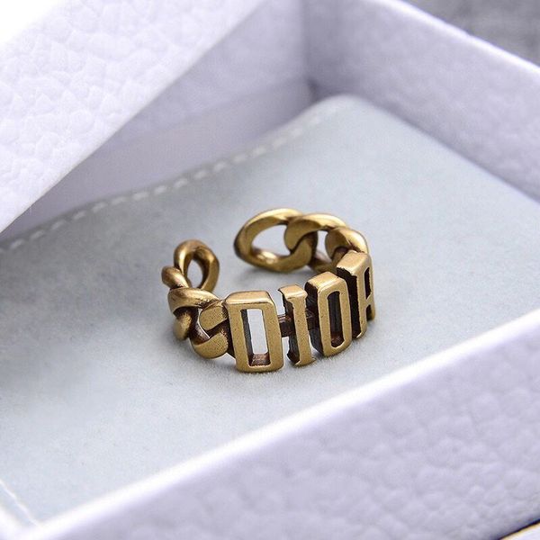 

dip 2021 new cd letter open band ring female net celebrity temperament stainless steel jewelry spot wholesale does not fade and is not aller, Silver