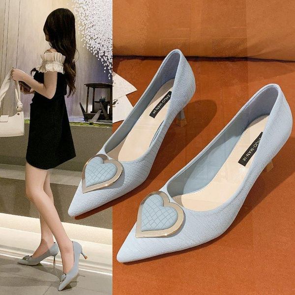 

dress shoes pointed shallow mouth high heels women's 2021 summer all-match metal stiletto one pedal late shaved adhesive, Black