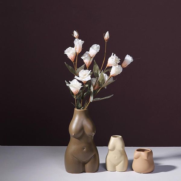 

body art design flower vase human nude female sculpture resin ceramic decoration creative ornament storage box pot vases