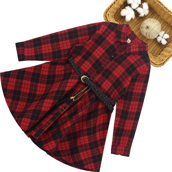 

dress for girls letter dresses girl plaid pattern children dress with belt teenage kids costume 6 8 10 12 14, Red;yellow