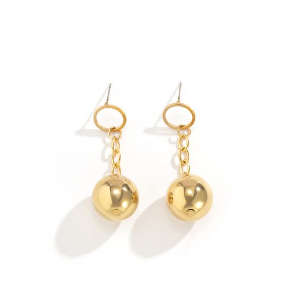 

yamog hollow circle chain ball earrings stud women retro copper tassel dangle ear jewelry accessories european business party suit wearing e, Golden;silver