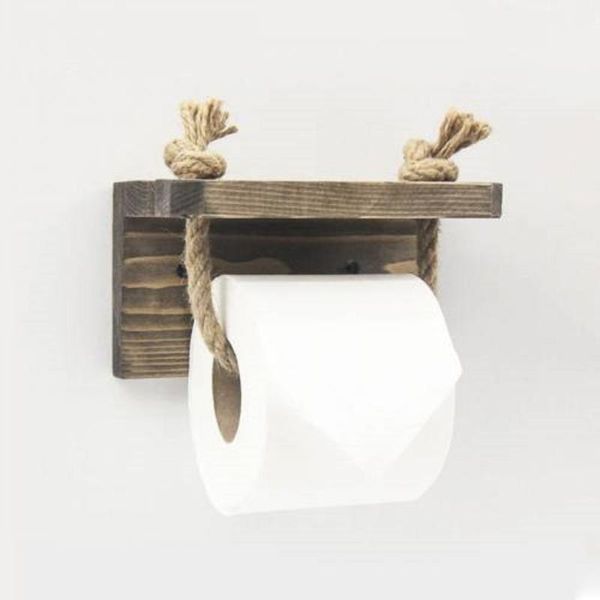 

toilet paper holders vintage antique towel hanging rope wooden holder bathroom decoration supplies with phone shelf tisue roll