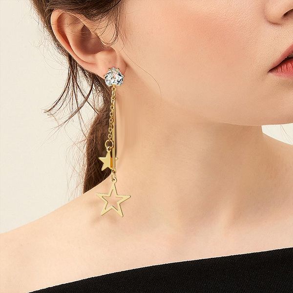 

vintage long hollow out star drop earrings for women geometric korean gold dangle 2021 fashion female jewelry gift & chandelier, Silver