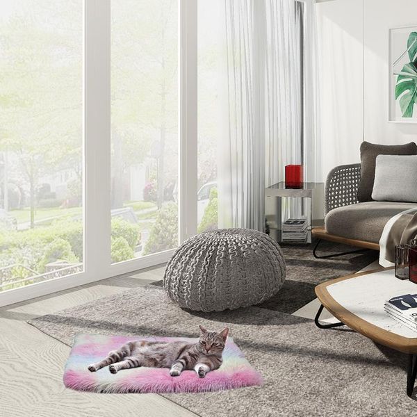 

cat beds & furniture two in one colorful nest anti-slip plastic cloth pure cotton with quilted plush washable fluffy pet bed
