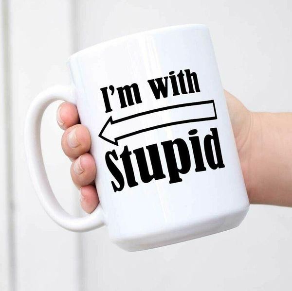 

funny i'm with stupid mug 11oz 15oz ceramic coffee cup mugs