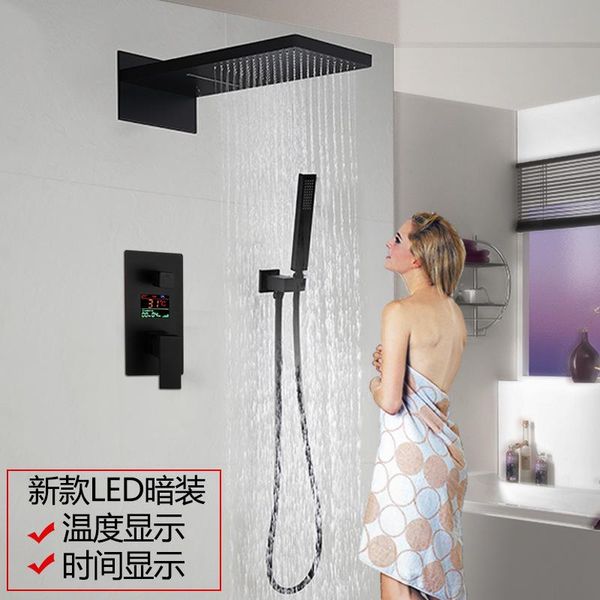 

type dark outfit shower falls out of the water 2021 square cold led temperature display source manufacturers bathroom sets