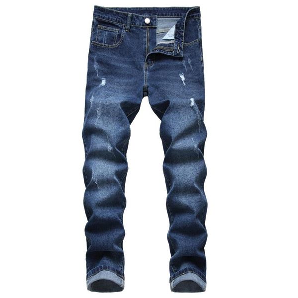 

men's jeans stretch ripped dark slim amazon denim trousers, Blue