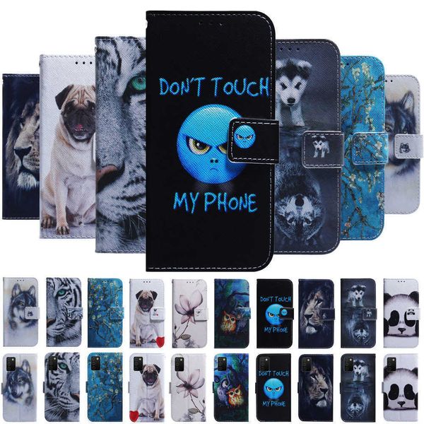 Caixa pintada de animais para iPhone 13 12 11 Pro Max 6 6s 7 8 mais x xr xs max mini 5 Livro flip de couro capa carteira