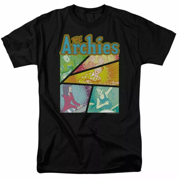 

archie comics the archies colored t shirt licensed comic book tee black, White;black