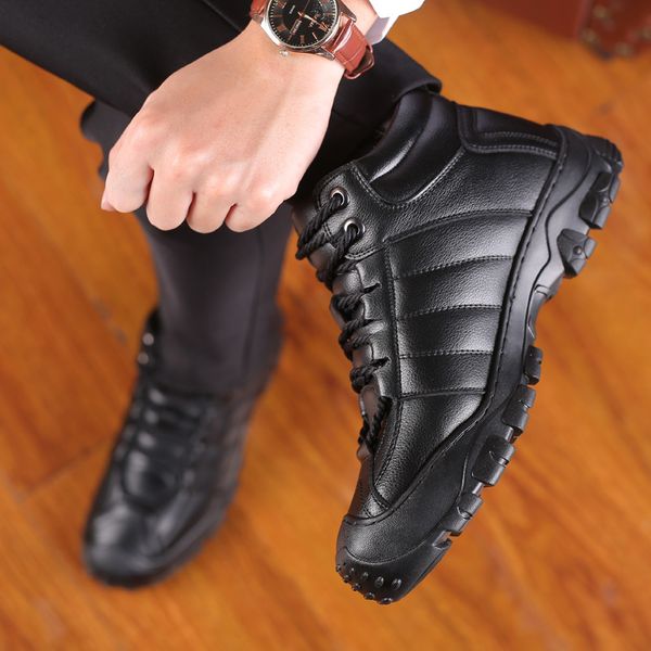 

dress shoes misalwa tÃªnis de couro pu masculino, sapatos casuais inverno para homens, tÃ©rmico isolado, feito Ã mÃ£o, antirrapante, peludo 9cc, Black