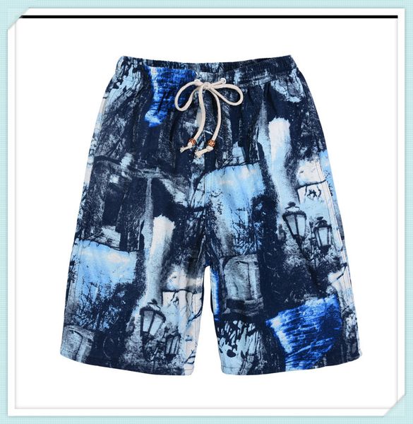 

2021 soccer shorts summer style cotton and linen printed big pants beach men's loose matias ccc444, Black;red