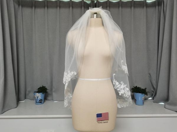 

bridal veils two-layer lace applique veil white ivory wedding tiara, Black