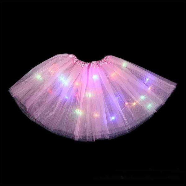 

summer skirt with decorative lights glow light-emitting half length gauze skirt led light tutu dress party children's holiday dress ski, Blue
