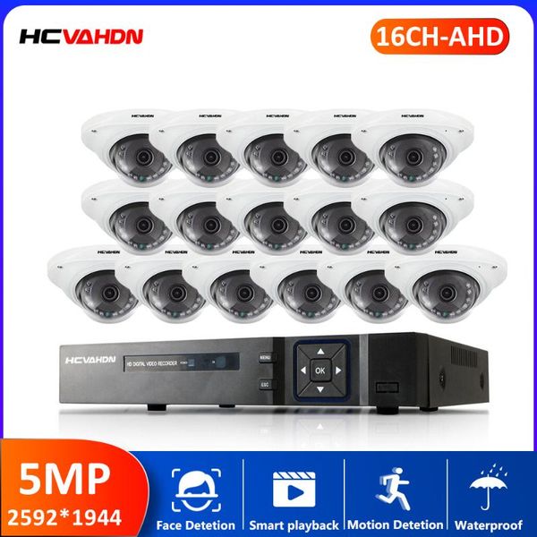 

face detection 8ch 5mp dvr cctv security kit system ahd record waterproof dome camera video surveillance set wireless kits