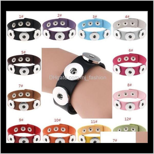 

jewelry chunk punk leather bangle drill fit for button charm interchangeable bracelets noosa snaps bangles drop delivery 2021 wfibm, Golden;silver