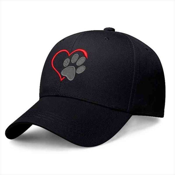 

heart shaped dog paw embroidery baseball cap women cotton dad hat summer adjustable embroidery snapback men dropshipping, Blue;gray
