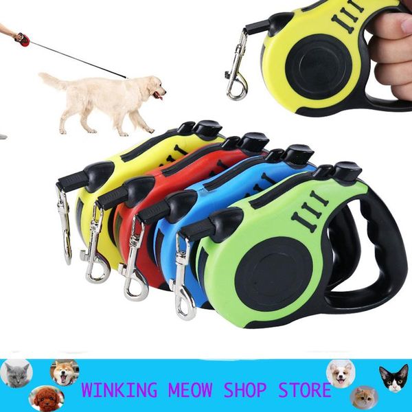 

dog supplies traction rope retractable leash automatic flexible pet cat leashes tool for small medium dogs 3m/5m collars &