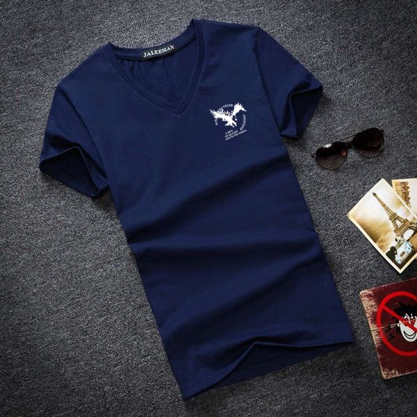 

2021 summer short sleeve t-shirt men's large v-neck base shirt wear, White;black
