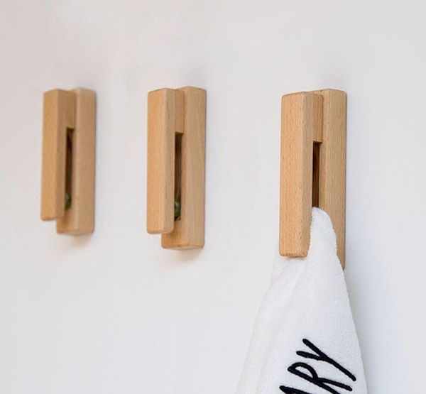 

hooks & rails creative wooden towel wall-mounted storage hanger cap rack sundries holder home decor bathroom kitchen organizer tools