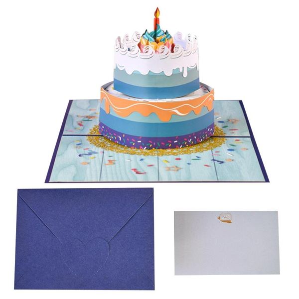 

greeting cards birthday cake card 3d -up for christmas wedding party anniversary postcards gifts with envelope