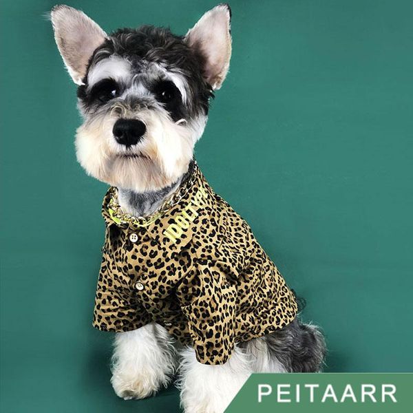 

dog apparel [peitaarr] pet clothes shirt leopard pattern spring autumn fall fashion puppy small medium dogs cats cool boy girl schnauzerirl