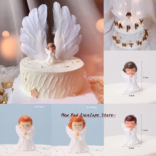 

other festive & party supplies 1 pieces wishing angel feather wing flag cake ers cute baby birthday dessert ornaments