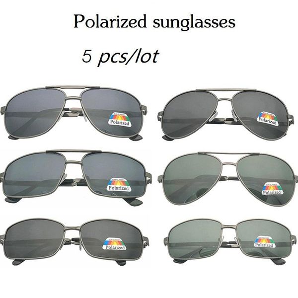 

outdoor eyewear cubojue wholesale polarized sunglasses male 5 pcs/lot rectangle/aviation shape black/green lens
