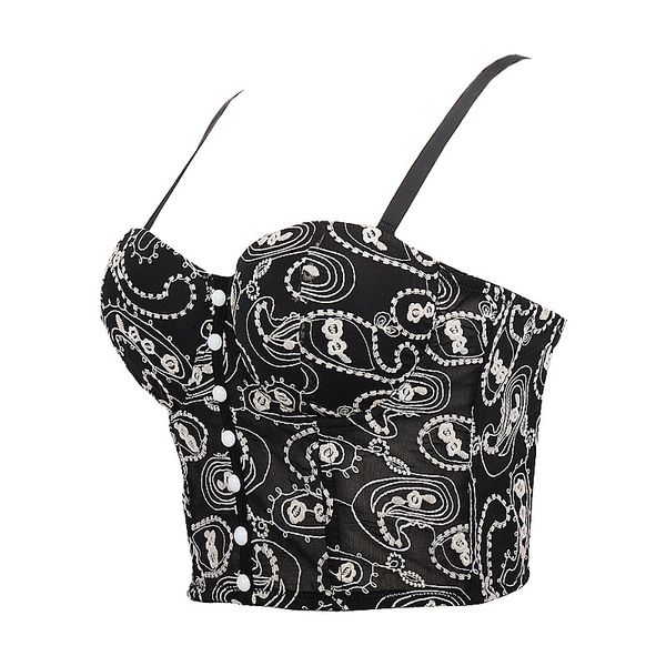 

tanks camis summer corset women lace embroidery short crop to wear out push up bralette cropped, White