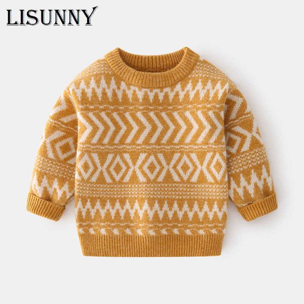Дети свитер мальчики вязаный пуловер полосатый 2021 осень зима европейский американский стиль детей детская одежда малыша детские свитеры Y1024